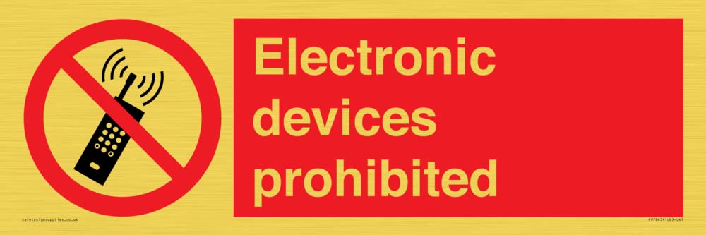 Electronic devices prohibited Sign - 450x150mm - L41