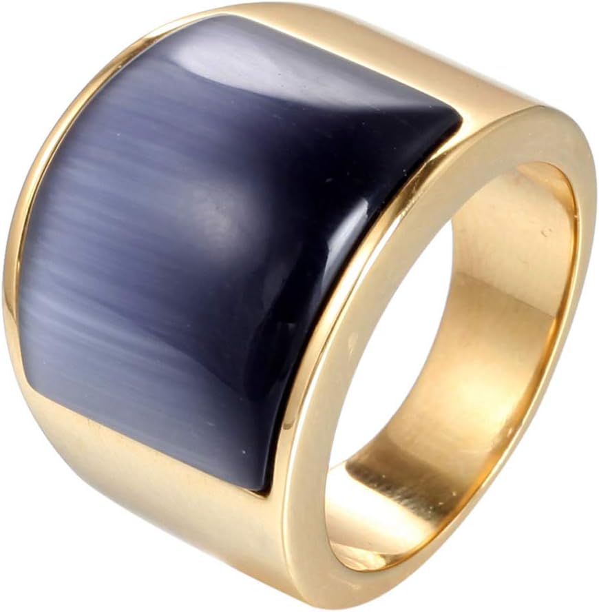 ZNKVJ Gold Men's Jewelry Cat Eye's Diamond Colorful Titanium Steel Rings