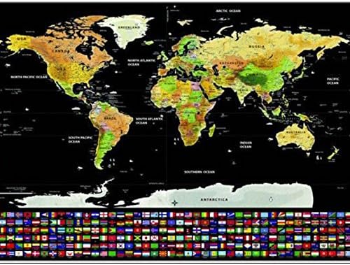 QZT 1Pcs Deluxe Erase Black World Map Scratch Off World Map Personalized Travel Scratch For Map Room Home Decoration Wall Stickers 83x60 black