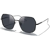 MERRY'S Trendy Oversized Square Metal Frame Sunglasses for Women Flat Lens UV Protection Brand Sunglasses S6058