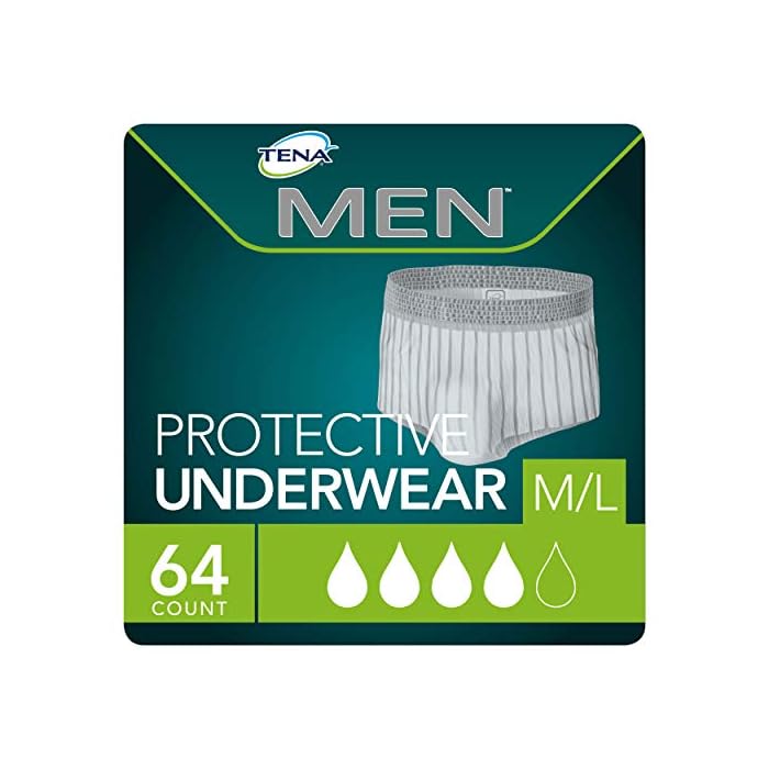 TENA Incontinence Underwear for Men, Super Plus Absorbency, ProSkin - Medium/Large - 64 Count