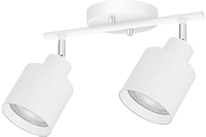 BoostArea 2-Light Led Track Lighting,White Ceiling Lighting Fixtures,Wall Sconces Ceiling Spotlight with Foldable Light Arms for Kitchen, Closet, Bedroom,GU10 Socket, Bulbs Not Included