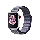 For Apple Watch Band,Soft Breathable Woven Nylon Replacement Sport Loop Band for Apple Watch Series 3/2/1 [42MM Midnight Blue]