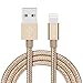 [Apple MFi Certified] OLALA 3.3 Feet/1 Meter Nylon Braided Lightning to USB Cable Sync and Charging Charger Cord for iPhone, iPad and More (Gold)