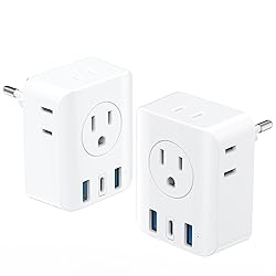 2 Pack European Travel Plug Adapter, International