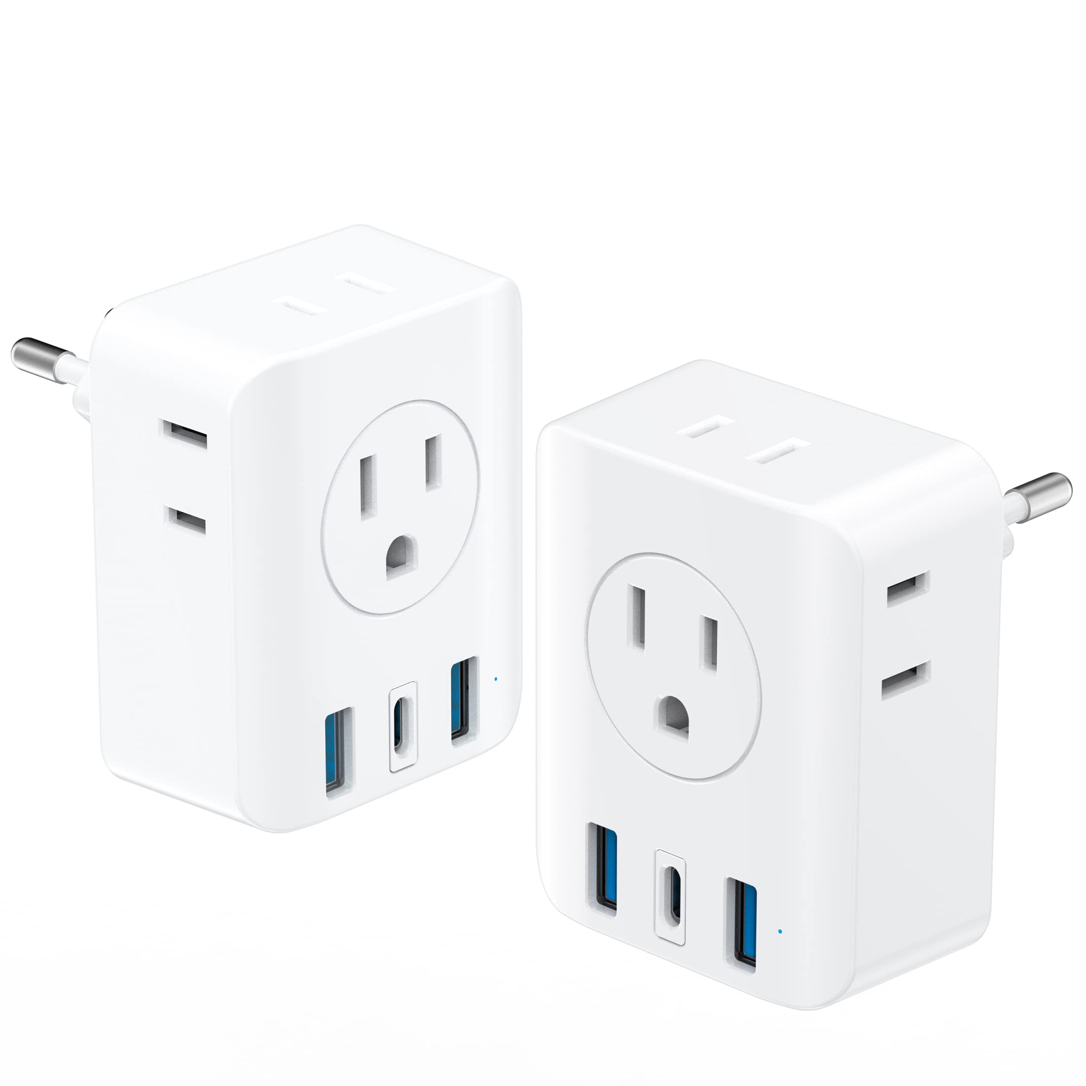 2 Pack European Travel Plug Adapter, International
