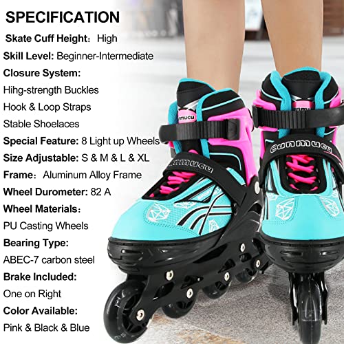 Cunmucu Adjustable Roller Blades Skates for Girls Boys Kids with All