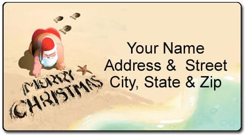 Customized Return Address Label Beach Christmas Address Label ...