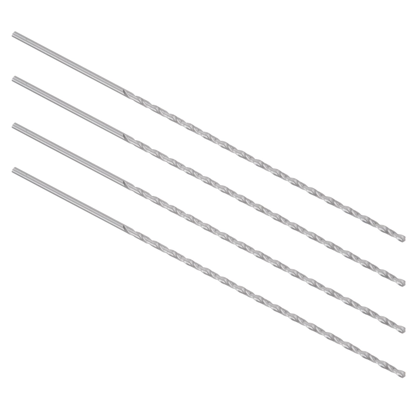 Kozelo 4PCS Twist Drill Bit - [2.5mm] High-Speed Steel Cobalt Round Shank Jobber Bit Set Silver Tone for Metal Wood Plastic Steel Use, 113mm / 4.45" Blade Length