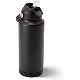 Waitohi 32 oz Modern Insulated Water Bottle with Handle, Flip-Top Straw Lid, Stainless Steel, Vacuum Double-Walled Leak-Proof BPA-Free Tumbler Mug, Fits Cup Holder for Travel Sports Office,Black