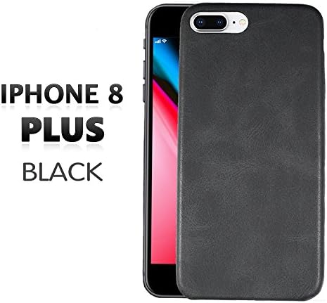 iPhone 8 PLUS / 7 PLUS Premium Black Leather Case Best Ultra Slim Fit Soft Protective Designer Luxury Thin Phone Cover Back Case for Apple iPhone 8Plus/iphone 7Plus