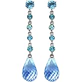 Galaxy Gold GG 14k Solid Gold Chandelier Earrings with Blue Topaz