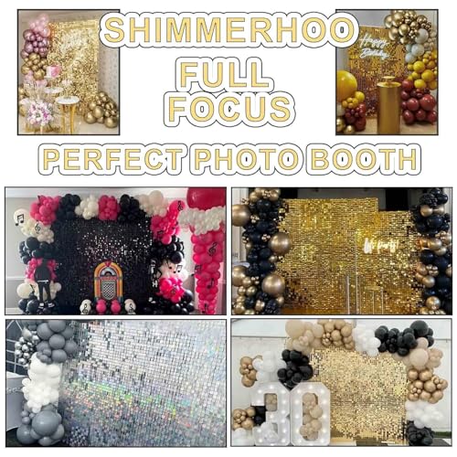 AM ANNA Sequin Wall Panels, 30PCS Shimmer Backdrop Stand, Rainbow Silver Square Decoration for Photo Backdrops, Party, Anniversary, Engagement