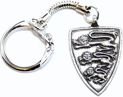Solid Pewter Medieval Heraldic 3 Lions Keychain