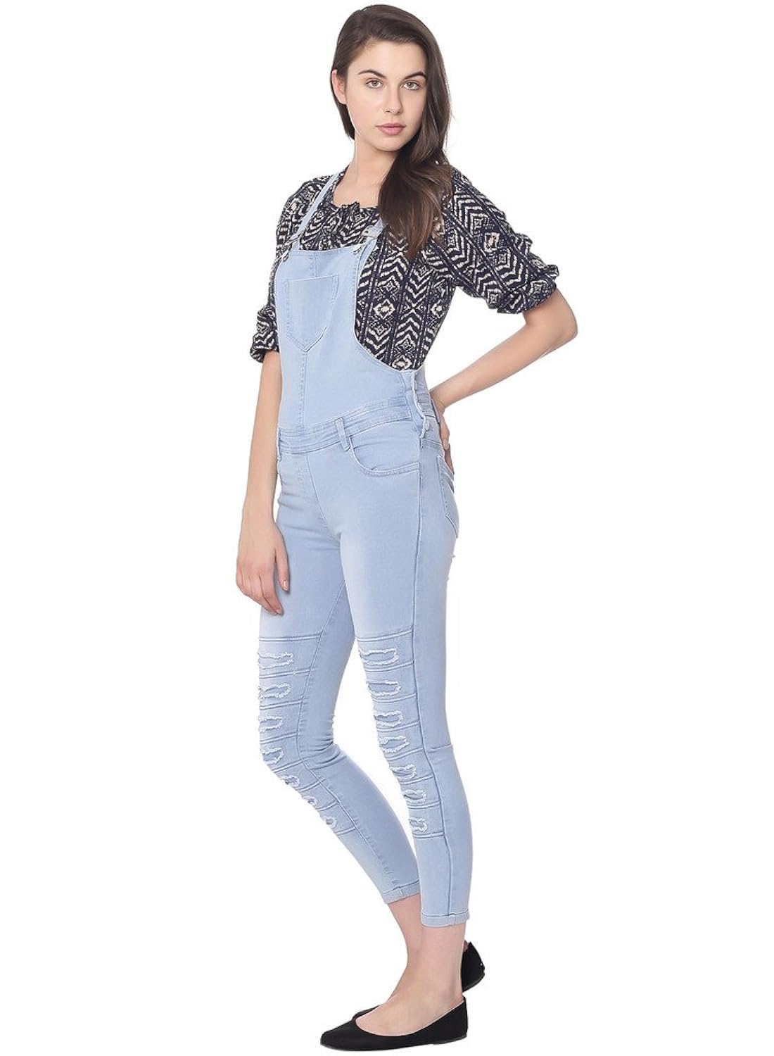 broadstar women denim light blue dungarees