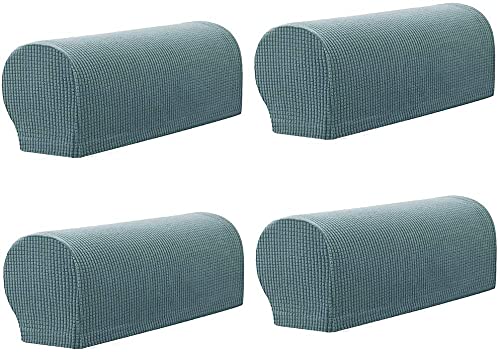 Arm Rest Covers Sofa Set of 4 Stretch Armchair Couch Non-Slip Furniture Protector Slipcovers for Chair Sofa Couches Recliner (Light Blue)
