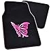 BDK Pink Butterfly Design Carpet Car Floor Mats for Auto Van Truck SUV-4 Pieces Front & Rear Full Set with Rubber Backing-Universal Fit
