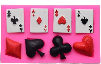 Amazon 4エース ポーカー トランプ ハート ダイヤモンド スペード クラブ チョコレート フォンダン ケーキ カップケーキ トッパー 装飾 ガム ペースト ポリマー 粘土 キャンディ 樹脂 シリコン型 ツール Gulinaza 飴 チョコレート型 通販