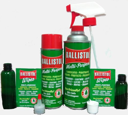 Ballistol Multi-Purpose Lubricant - MIS Kit #8 - 6 oz Aerosol and 16 oz Non-Aerosol Kit - With Spray Trigger, Wipes, Bottles, Caps