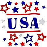 Memorial Day Window Clings fits 4th of July Window Clings Gel Charms Stickers with USA and Blue Red White Stars