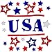 Memorial Day Window Clings fits 4th of July Window Clings Gel Charms Stickers with USA and Blue Red White Stars