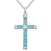 Iringnier Turquoise Cross Necklaces for Women Turquoise Necklace Silver Black Rose Gold Cross Pendant Jewelry Sterling Silver Christmas Gifts