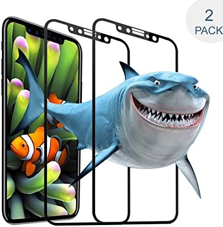 OVGO [2-Pack] iPhone X Screen Protector [9H Hardness],[Ultra Clear],[3D Glass, Full Coverage]，[Explosion-Proof][Anti-Scratches][No Peeling Off] [Bubble Free] (Black)