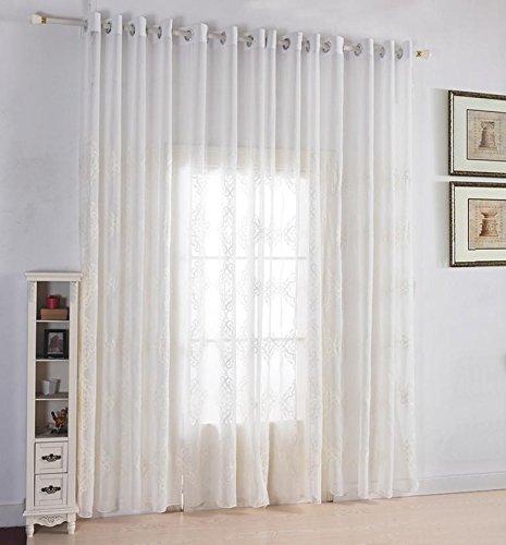 1 Pieza White Window Curtains Transparent Transparent Premium