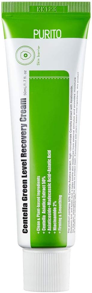 PURITO, Centella Green Level Recovery Cream 50ml/ 1.7 fl.oz Cica face cream, Sensitive skin, Age Spots, Skin Tone, Firming, soothing