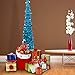 Joy-Leo 5ft Blue Pop Up Christmas Tree with Reflective Sequins, Designed for Small Spaces, Easy to Assemble, Save Your Space & Time, Model JL23