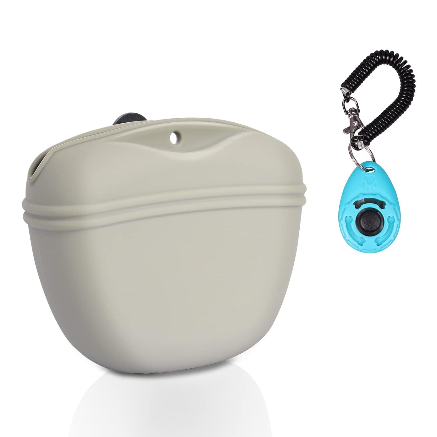 Photo 1 of Left&Right Dog Clicker Training Kit,Silicone Dog Training Treat Pouch and Dog Clickers,Dog Treat Bag with Clicker Training for Dogs,Pet Treat Bag with Magnetic Buckle Closing and Waist Clip,Beige