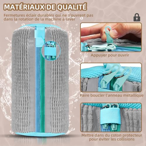2 in 1 Improved Version Shoe Washing Bag for Shoes Washing Machine, 360° Cleaning, Reusable, Double Zipper Pocket