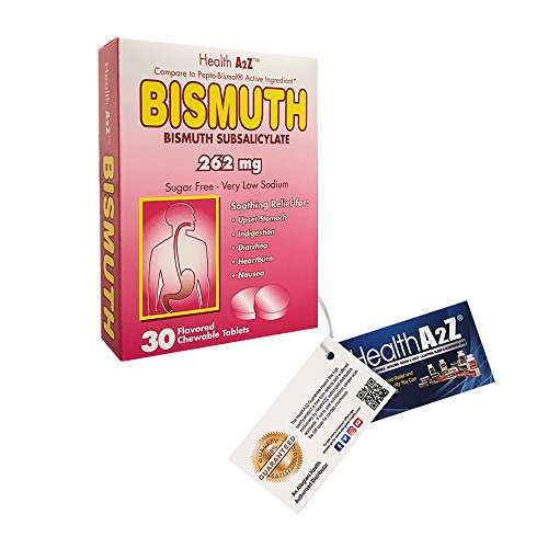 UPC 369168046313, HealthA2Z Bismuth 262mg, 30 Chewable Tablets, Compare to Pepto-Bismol Active Ingredient