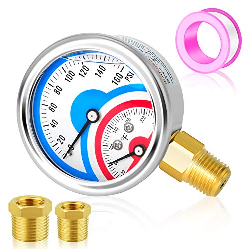 MEANLIN MEASURE 0160Psi Stainless Steel Thermal Pressure Gauge 30250