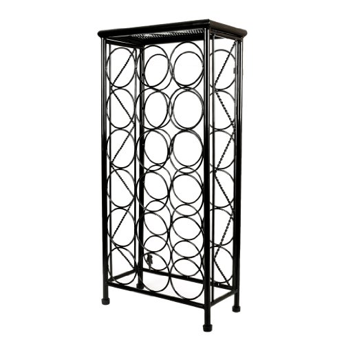 UPC 887702112787, Sleek Modern Circles Design Black Metal 18 Bottle Holder Free Standing Wine Organizer Rack Cellar Storage Tower