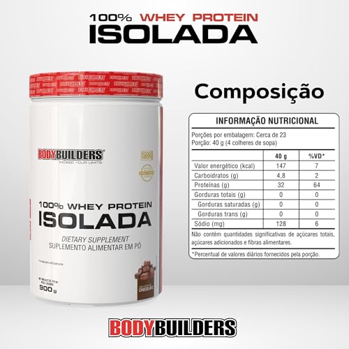 Whey Protein 100% Isolada Chocolate 900g - Bodybuilders