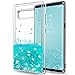 LeYi for ZY101417 Clear Glitter Bling Liquid Case for Girls Women, Cute Design Shiny Moving Quicks and TPU Protective Phone Case Cover for Samsung Galaxy Note 8 - Turquoise
