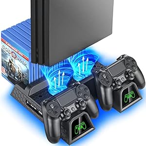 OIVO PS4 Stand Cooling Fan Station for Playstation 4/PS4 Slim/PS4 Pro, PS4 Pro Vertical Stand with Dual Controller EXT…