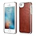 iPhone SE Leather Case, Icarercase Vintage Leather Back Cover Snap-on Case with Plastic Inner Shell and Silver-plated Rims Ultra Slim Design for Apple iPhone SE / 5 / 5S (Brown)