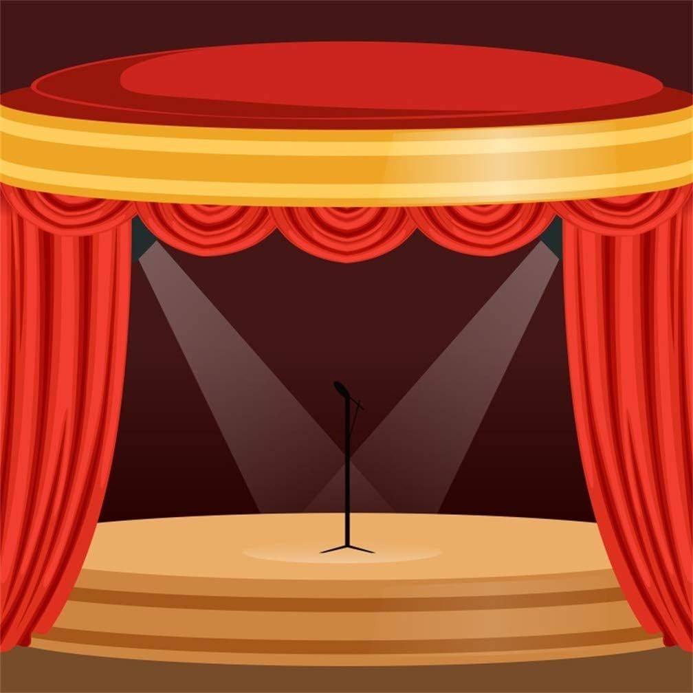 Amazon Com Leyiyi 7x7ft Cartoon Stage Microphone Backdrop Circus Tent Spotlight Banner Round Wooden Plate Background Drama Play Music Show Vip Kids Birthday Adults Vlogger Portrait Studio Prop Vinyl Wallpaper Camera