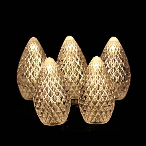 Fantasy Holiday. Tower Structure C7 LED Replacement Bulbs for Christmas Outdoor Patio String Lights, Warm White Color, E12/C7 Base, 25 Pack