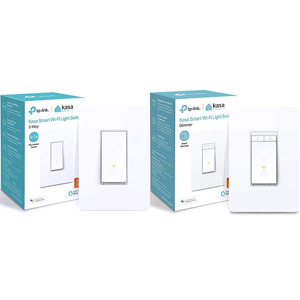 Kasa 3 Way Smart Switch by TP-Link & Kasa Smart Dimmer Switch by TP-Link, Single Pole, Needs Neutral Wire,WiFi Light Switch for LED Lights, Compatible with Alexa and Google Assistant, 1-Pack(HS220)