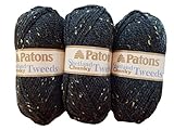 Patons Shetland Chunky Tweed Yarn ( 3 Pack) Bulky Acrylic Wool Blend (Charcoal)