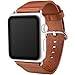 KAVAJ genuine leather watch band Barcelona compatible with Apple Watch Series 6 5 4 3 2 1, 42/44mm in cognac-brown. Genuine leather replacement watch strap with classic buckle