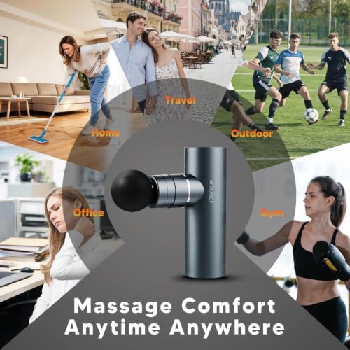 arboleaf Pistola de Masaje Muscular Mini con Calor, Massage Gun Portátil | Cuerpo Metálico Anodizado, Masaje Térmico 42°C, Motor Sin Escobillas Silencios, 3200 RPM, 2000 mAh, Carga USB-C, 5 Velocidad