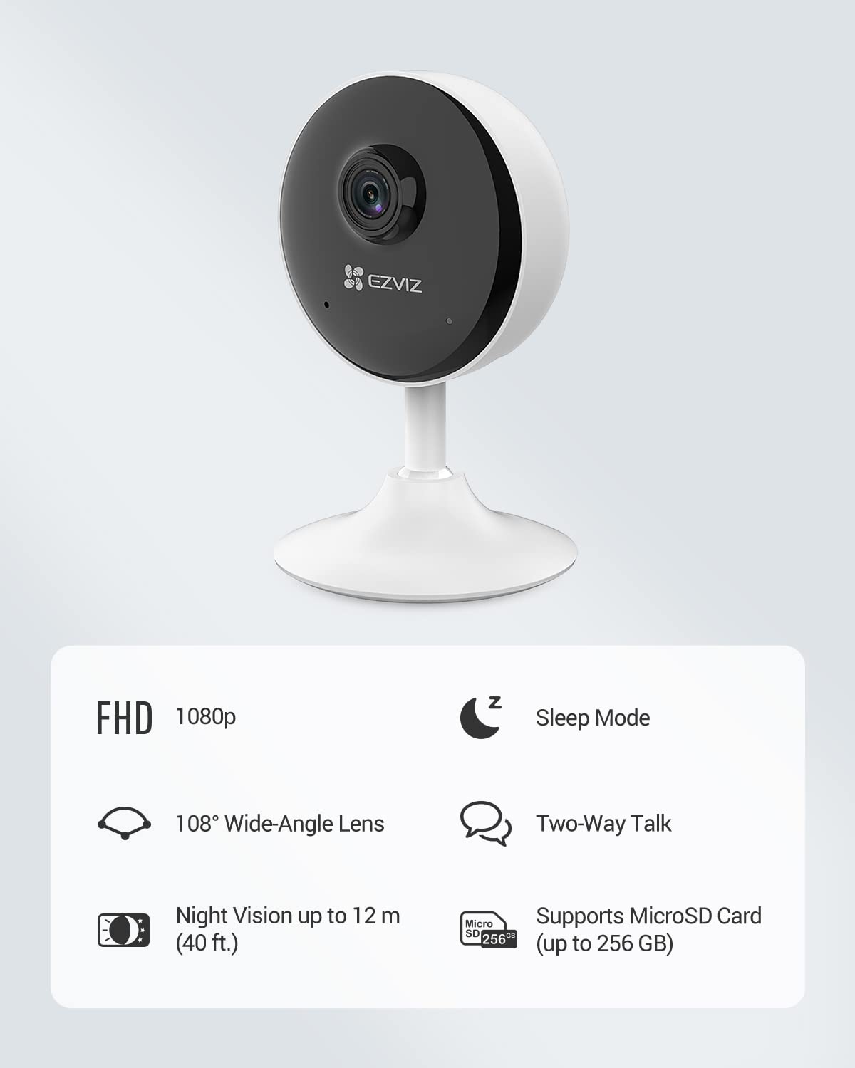 EZVIZ Indoor Security Camera 1080P WiFi Baby Monitor, Smart Motion Detection, Two-Way audio, 40ft Night Vision, Works with Alexa & Google Assistant(C1C)