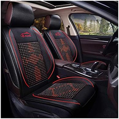 カーシートカバーセットウッドビーズファブリックサマークールパッド通気性マッサージy Dwayneシートクッション5個セット ユニバーサルモデル Black 人気ブランド Color