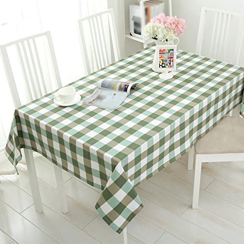 SITUMI Tablecloth Table Cover Green Grid Cotton Linen Rectangle Table Coveer 90×140cm