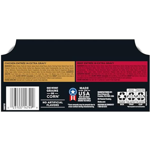 SHEBA GRAVY INDULGENCE ADULT WET CAT FOOD, BEEF ENTRÉE AND CHICKEN ENTRÉE VARIETY PACK, 2.64 OZ.