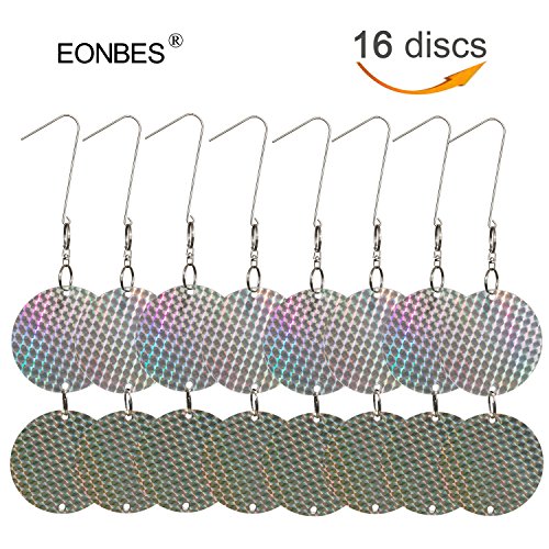 Bird Repellent Deterrent Reflective Discs, Woodpecker Pigeon Crow Hawk Goose Seagull Deterrent Repellent Disks, Bird Scarers Repeller Reflector, Keep Birds Away From Your House Window Garden, 16 piece